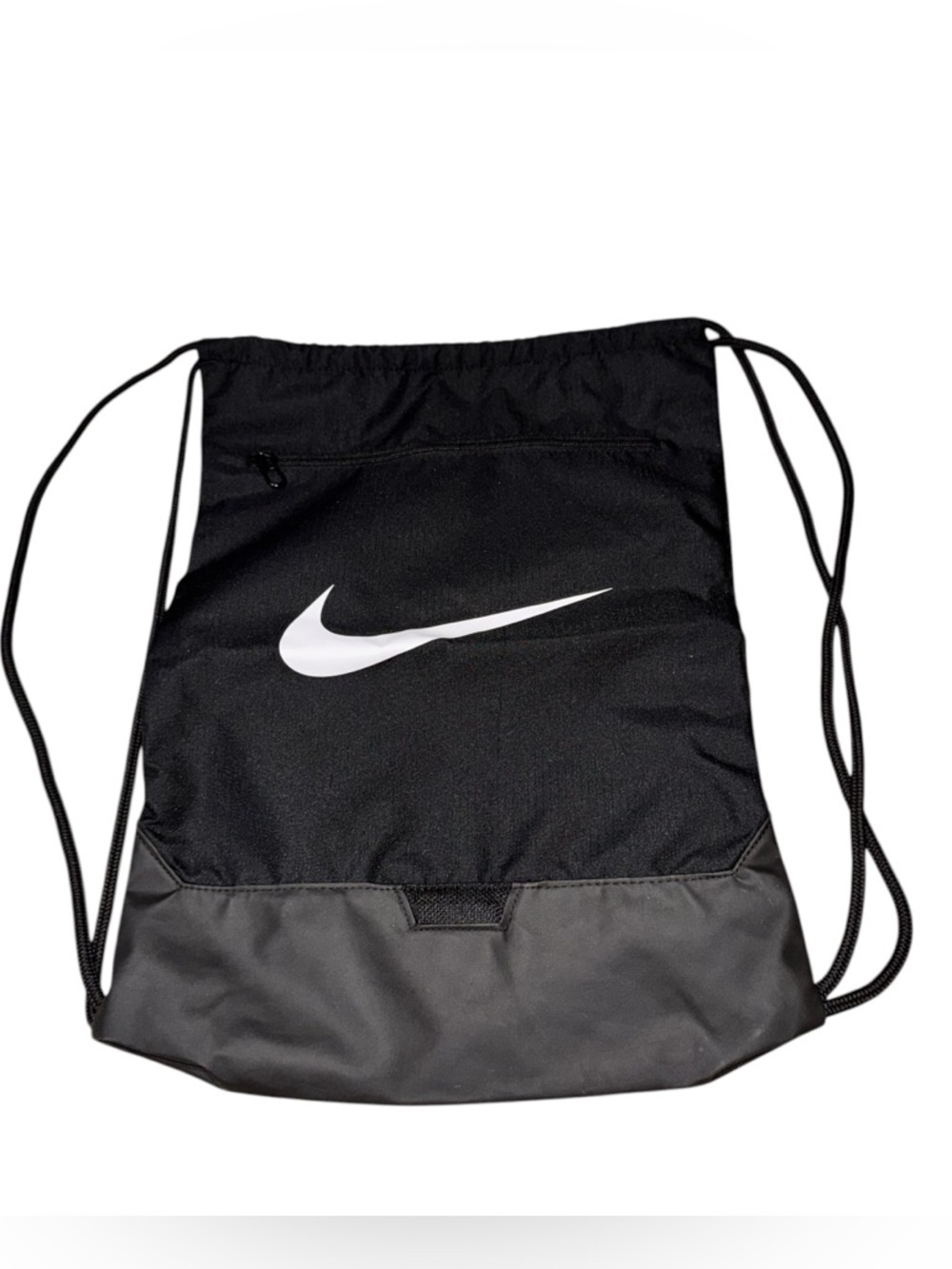 NIKE Brasilia 9.5 Training Gym Sack Drawstring Back Black Logo Braided Straps